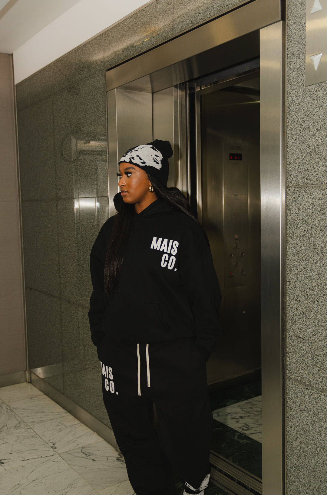 MAIS 'INK' HOODIE - TRUE BLACK