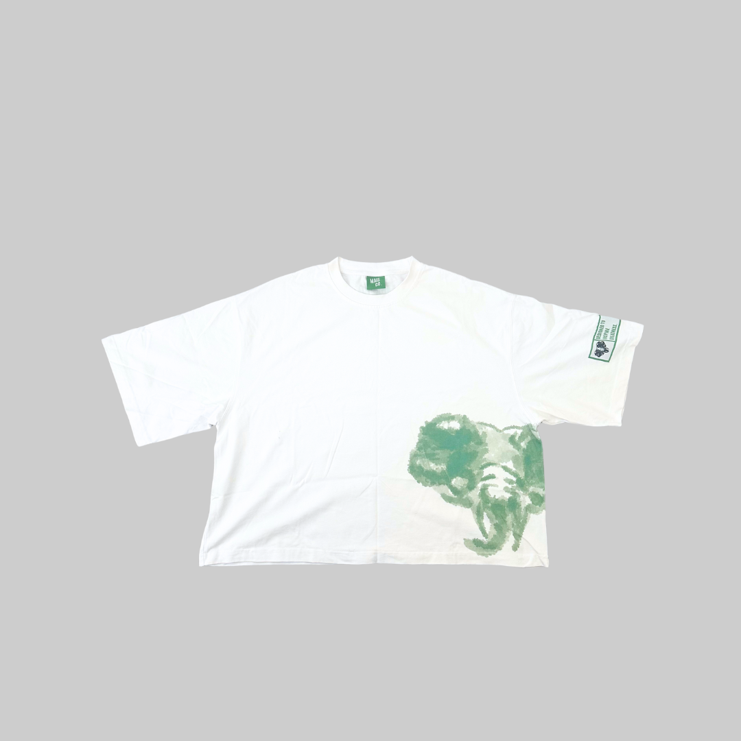 MAIS 'CLOUD' TEE - WHITE/EMERALD